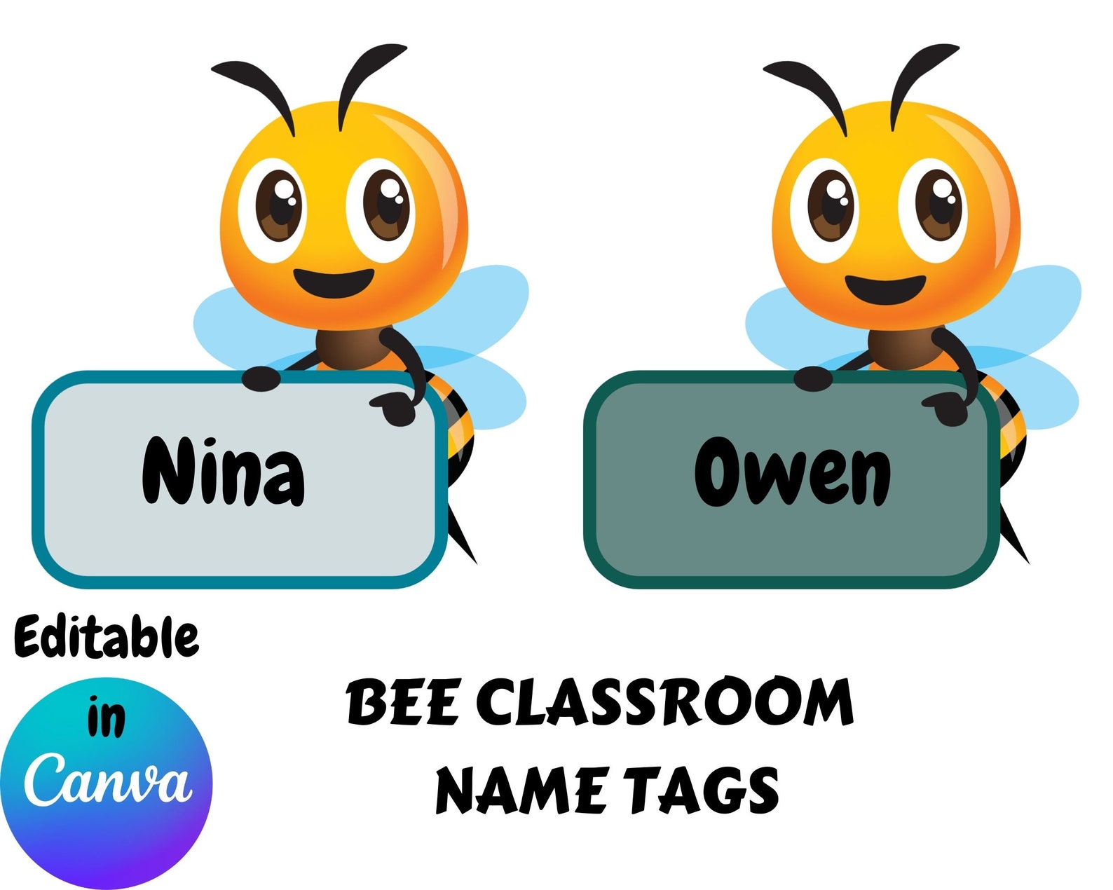 Editable Bee Classroom Name Tags, Classroom Label, Classroom Tags