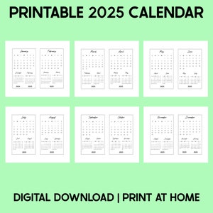Printable 4x6 Inches 2025 Small Calendar, Desk Calendar, Printable PDF ...