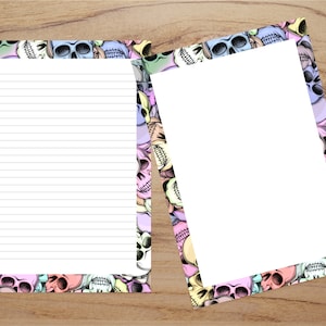 Printable Skull Stationery, Letter Writing Paper, Skeleton Writing Paper, Skull Stationery Set, Goth Stationery, Halloween Skull Paper