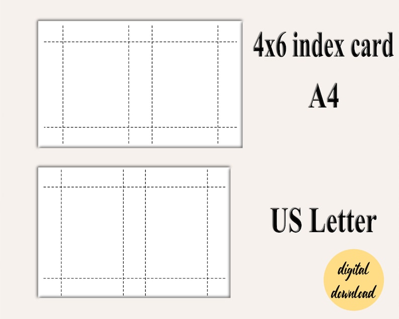 Printable 4x6 Index Cards, Editable Index Card, Blank Flashcards