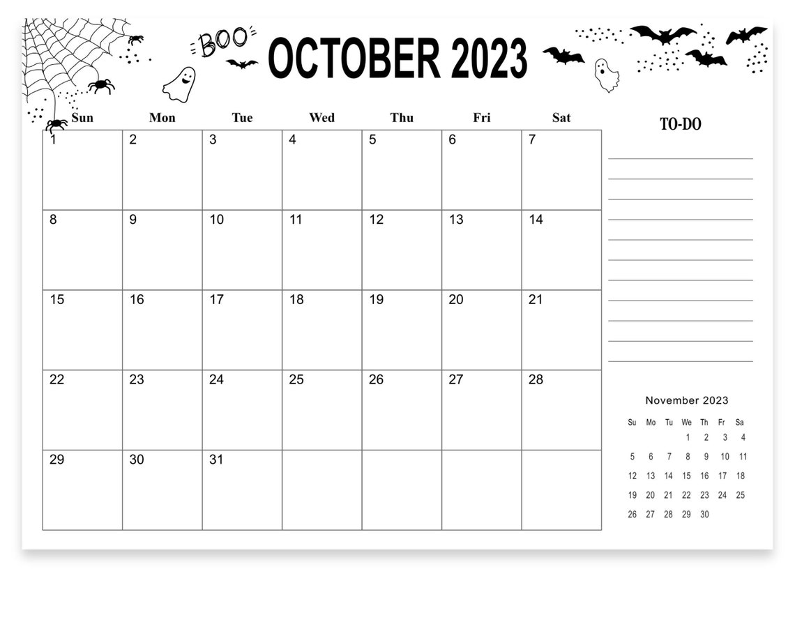 Printable october 2023 calendar printable calendar digital download pdf 