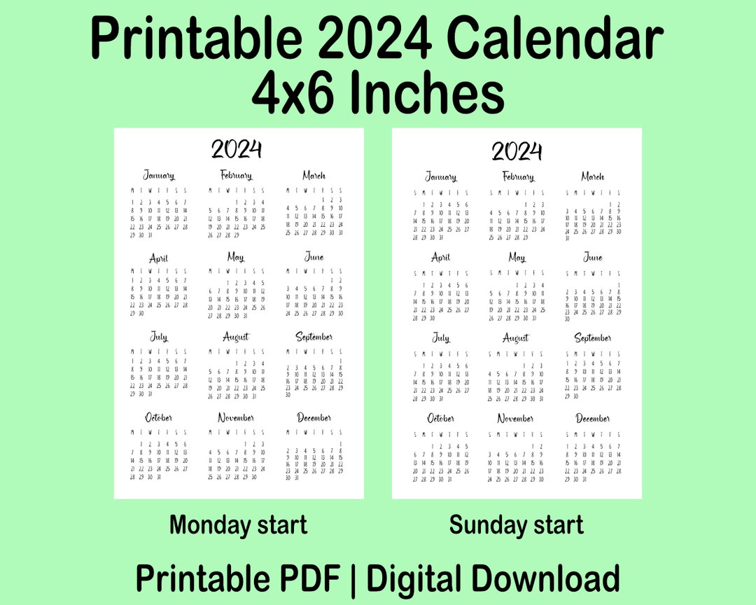 printable-yearly-2024-calendar-4x6-inches-yearly-calendar-etsy