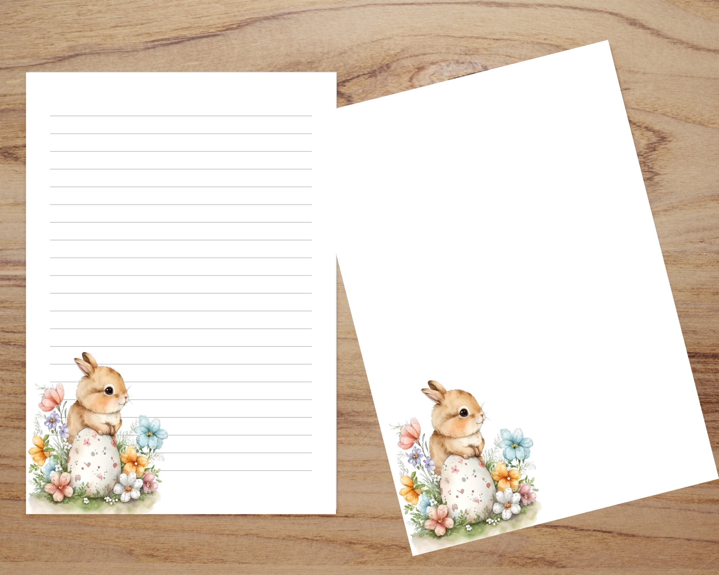 Printable Cute Bunny Stationery, Printable Stationery Lined and Unlined ...