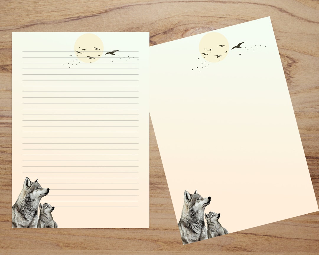 Printable Wolf Stationery, Animal Stationery, Wolf Lover Gifts, Letter
