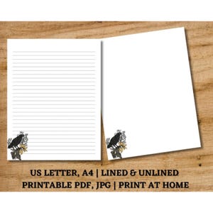 Printable Raven Stationery, Letter Writing Paper, Lined and Unlined Paper, Note Paper, A4 | US Letter, Digital Paper, Instant Download