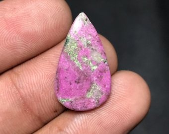 Naturlig kobaltkalcit-cabochon: Lös päronsten (23x13x3mm, 8,50ct) C-006
