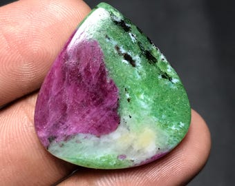 Natural Ruby Zoisite Cabochon For Loose Gemstone, 29x27x5mm, 37.70cts, Pear Gemstone, RZ-024