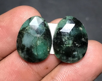 Natuurlijke roos geslepen smaragd cabochon: ovale edelsteen voor sieraden (18 x 14 x 4 mm, 16,60) E-014