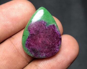 Natural Ruby Zoisite Cabochon For Loose Gemstone, 24x19x6mm, 29.70cts, Pear Gemstone, RZ-032