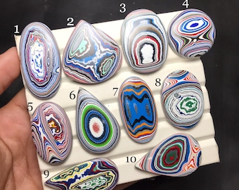 Fordite Detroite Agate, Colourful Layered Cabochon For Jewelry Making