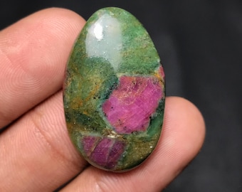 Natural Ruby Fuchsite Cabochon For Loose Gemstone, 32x20x7mm, 39.20cts, Oval Gemstone, RF-006