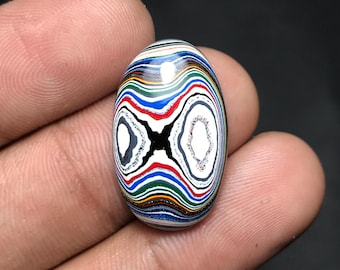 Fordite Detroite Agate, Colourful Layered Cabochon For Pendant, 24x15x5mm, 7.30cts, Oval Gemstone, F-013