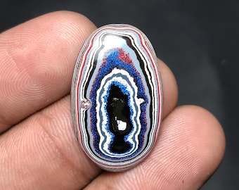 Fordite Detroite Agate, Colourful Layered Cabochon For Pendant, 27x17x3mm, 6.90cts, Oval Gemstone, F-012