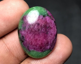 Natural Ruby Zoisite Cabochon For Loose Gemstone, 25x19x6mm, 34.40cts, Oval Gemstone, RZ-029