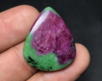 Natural Ruby Zoisite Cabochon For Loose Gemstone, 28x23x5mm, 38.40cts, Pear Gemstone, RZ-004