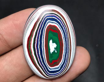 Fordite Detroite Agate, Colourful Layered Cabochon For Pendant, 38x27x5mm, 18.00cts, Oval Gemstone, F-001