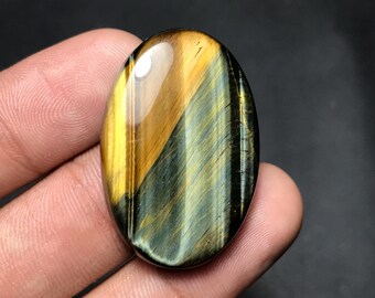 Natural Tiger Eye Cabochon: Oval Loose Gemstone (34x23x6mm, 44.30cts) T-009