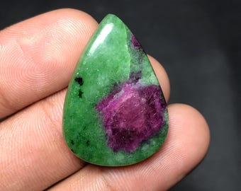 Natural Ruby Zoisite Cabochon For Loose Gemstone, 30x21x6mm, 41.10cts, Pear Gemstone, RZ-006