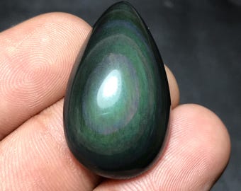 Obsidiana arcoíris natural para gemas sueltas, 32 x 19 x 8 mm, 29,30 cts, forma de pera, RO-027
