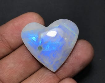 Natural Rainbow Moonstone Cabochon: Oval Loose Gemstone (27x30x7mm, 44.10cts) M-002