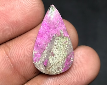 Naturlig kobaltkalcit-cabochon: Lös päronsten (24x14x4mm, 9,70ct) C-005