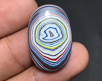 Fordite Detroite Agate, Colourful Layered Cabochon For Pendant, 27x18x6mm, 11.90cts, Oval Gemstone, F-010