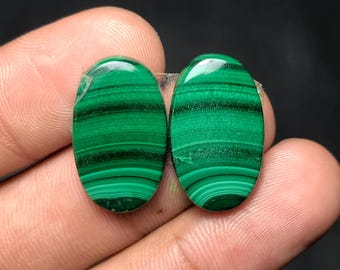 Natürliches Malachitpaar für lose Edelsteine, 21x13x4mm, 25,40cts, ovaler Edelstein, MP-023