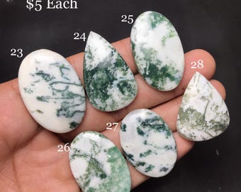 Natural Tree Agate Cabochon : Gemstone for Jewelry Making