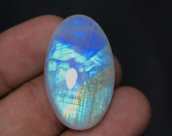 Natural Moonstone Cabochon: Oval Gemstone for Jewelry Making (31x19x7mm, 38.50cts) M-003