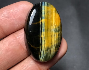 Natural Tiger Eye Cabochon: Oval Loose Gemstone (36x23x7mm, 52.50cts) T-008
