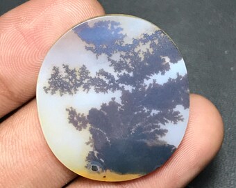Natural Scenic Agate Cabochon For Loose Gemstone, 31x29x3mm, 30.30cts, Oval Gemstone, S-002
