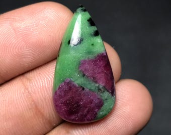 Natural Ruby Zoisite Cabochon For Loose Gemstone, 30x16x6mm, 29.60cts, Pear Gemstone, RZ-011