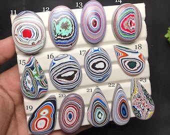 Fordite Detroite Agate, Colourful Layered Cabochon For Jewelry Making
