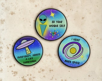 Space Alien Holographic Sticker Set