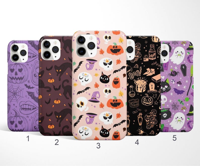 Halloween Phone Case, Jack o Lantern Phone Cover, Spooky Samsung S25 Case, Cat iPhone 17 Pro Case, Kawaii Case, Anime Google Pixel 10 Case image 1