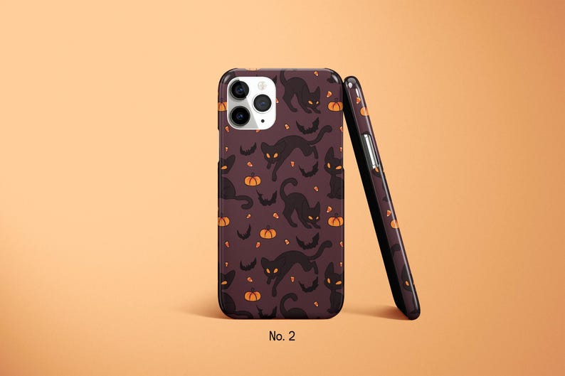 Halloween Phone Case, Jack o Lantern Phone Cover, Spooky Samsung S25 Case, Cat iPhone 17 Pro Case, Kawaii Case, Anime Google Pixel 10 Case image 3