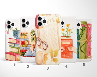 Book Worm Phone Case Book Themed iPhone 17, 16, 15 Pro Max Case, Book Lover Samsung Galaxy S25, S24 Case, Stack of Books Google Pixel Case