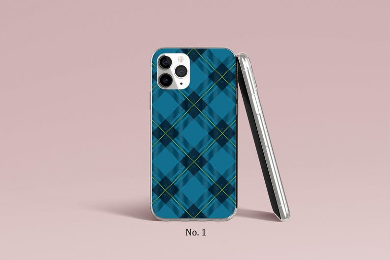 Geruit telefoonhoesje, telefoonhoesje tartan stof, iPhone 17, 16, 15, 14 Pro Max, trendy Google Pixel-hoesje, Samsung Galaxy S25 Ultra, S24, S23-hoesje afbeelding 2
