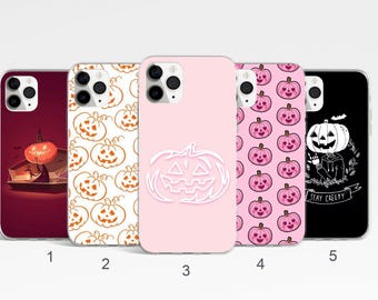Custodia per telefono di Halloween, custodia per telefono Jack o Lantern, custodia per Samsung S25 a forma di zucca, custodia spettrale per iPhone 17, 16, 15, custodia kawaii anime per Google Pixel 10