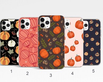 Custodia autunnale a forma di zucca per iPhone 17, 16, 15, 14, 13 Pro Max, custodia autunnale per Samsung Galaxy S25, S24, S23 FE, custodia estetica per Google Pixel 10