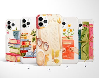 Book Worm Phone Case Book Themed iPhone 16, 15, 14, 13 Case, Book Lover Samsung Galaxy S25, S24, Note 20 Case, Stack of Books Google 9 Pixel