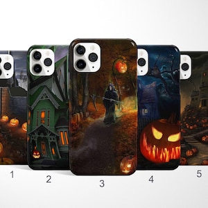 Halloween Phone Case, Jack o Lantern Phone Cover, Pumpkin Samsung S25 Case, Spooky iPhone 17, 16 Case, Haunted House Case, Google Pixel Case image 1