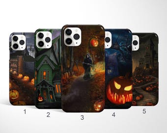 Halloween Phone Case, Jack o Lantern Phone Cover, Pumpkin Samsung S25 Case, Spooky iPhone 17, 16 Case, Haunted House Case, Google Pixel Case