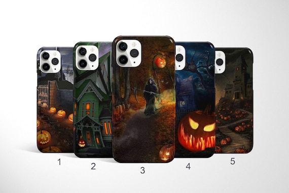 Halloween Phone Case, Jack o Lantern Phone Cover, Pumpkin Samsung S25 Case, Spooky iPhone 17, 16 Case, Haunted House Case, Google Pixel Case