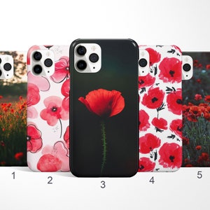 Poppy Phone Case, Floral Phone Cover for iPhone 16, 15, 14 Flower Phone Case for Samsung Galaxy S25, S24, Note 20, Spring Google Pixel Case