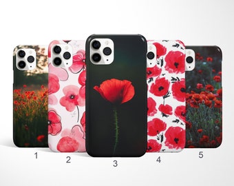 Poppy Phone Case, Floral Phone Cover for iPhone 16, 15, 14 Flower Phone Case for Samsung Galaxy S25, S24, Note 20, Spring Google Pixel Case