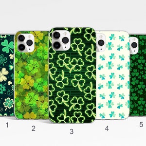 Clover Phone Case, Shamrock iPhone 16 Pro Max Case, St. Patrick&#39;s Day Samsung S25 Case, Green Galaxy S24 Ultra Cover, Irish Luck iPhone Case