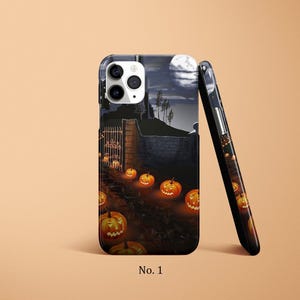 Halloween Phone Case, Jack o Lantern Phone Cover, Pumpkin Samsung S25 Case, Spooky iPhone 17, 16 Case, Haunted House Case, Google Pixel Case image 2