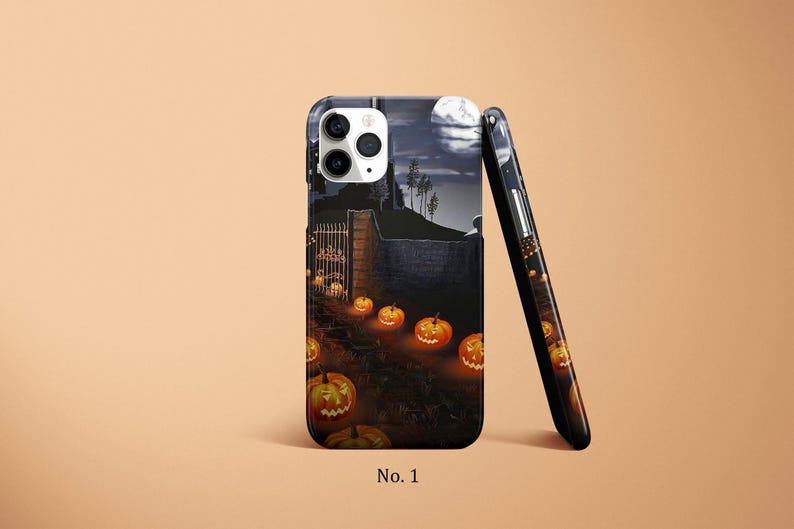 Halloween Phone Case, Jack o Lantern Phone Cover, Pumpkin Samsung S25 Case, Spooky iPhone 17, 16 Case, Haunted House Case, Google Pixel Case image 2