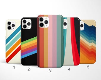 レトロストライプ柄スマホケース、ヴィンテージ風スマホカバー、iPhone 17、16、15、14、13 Pro、Samsung Galaxy S25 Ultra、S24 FE、Google Pixelケース